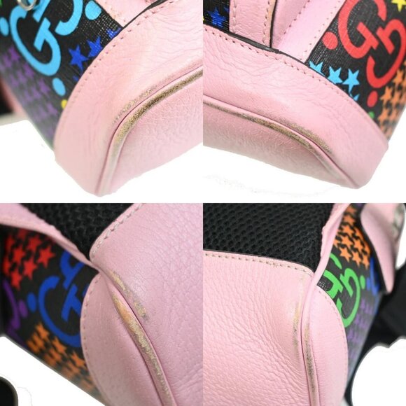GUCCI Logo GG Psychedelic Backpack Bag Supreme Leather Black Pink Italy - Picture 15 of 16